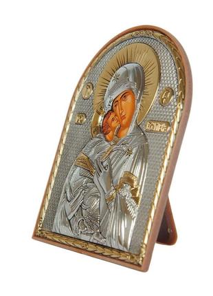 Срібна ікона володимирська божа матір 7,5х5,8см на пластиковій основі, греція2 фото