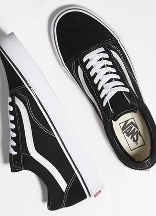 Классические кеды vans old school черные с белым3 фото