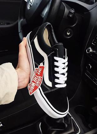 Классические кеды Vans WHITE BLACK Shoes Unisex Leisure Low Tops Skate Light Breathable VN0A38G19M1 черные с белым6 фото
