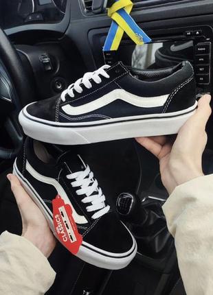 Классические кеды Vans WHITE BLACK Shoes Unisex Leisure Low Tops Skate Light Breathable VN0A38G19M1 черные с белым5 фото