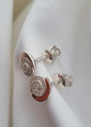 Срібні сережки гвоздики з кубічним цирконієм і золотом6 фото