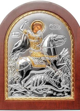 Св. юрій (георгій) змієборець 20х25см арочної форми на дереві