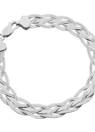 Серебряный браслет родированный - коса 111р 2/20