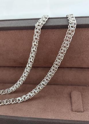 Срібна ланцюжок з машинним плетінням бісмарк широка6 фото