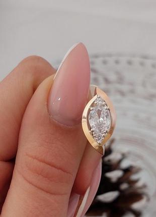 Комплект кольцо и серьги серебряный браво с золотом и фианитами5 фото