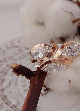 Комплект кольцо и серьги серебряный браво с золотом и фианитами2 фото