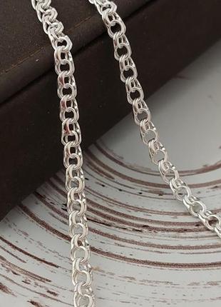 Срібний ланцюжок з плетінням бісмарк легкий6 фото