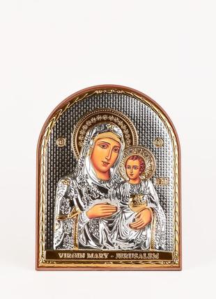 Иерусалимская икона божией матери 8,5х15,5см арочной формы на пластиковом киоте