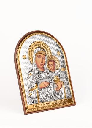 Иерусалимская икона божией матери 8,5х15,5см арочной формы на пластиковом киоте