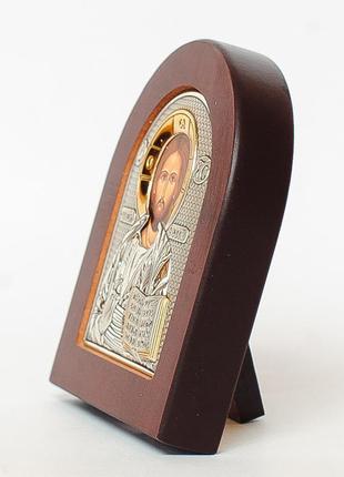 Серебряная икона спалитель иисус 8,5х10см в серебряном окладе 925 пробы и золоте3 фото