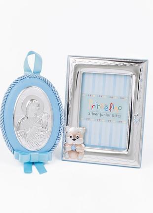 Подарочный набор фоторамка 13х17см и 8х10см иконка для мальчика