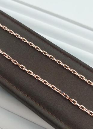 Цепочка серебряная позолоченная с анкерным плетением на шею 50 см