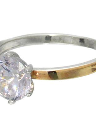 Женское серебряное кольцо с золотыми пластинами "нимфа" №54-5