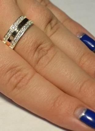 Серебряное кольцо с золотом и цирконом №2н2 фото