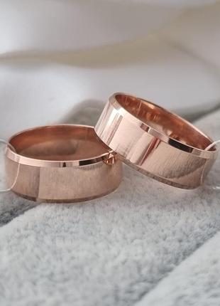 Обручальные серебряные кольца с позолотой и гравировкой пара американки