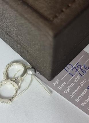 Серебряные серьги кольца с цирконом5 фото
