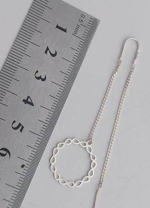 Сережки протяжки срібні з круглими ажурними підвісками8 фото