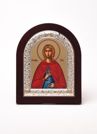 Икона святая юлия 11х13см арочной формы в серебряной рамке