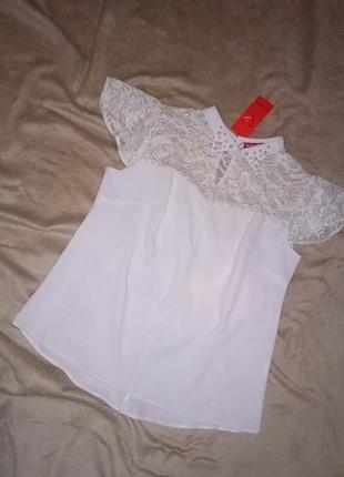 Sale!!! жіноча біла блуза з гіпюром l