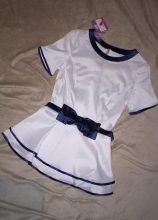 Sale!!! жіноча біла блуза з баскою і поясом s (xs)