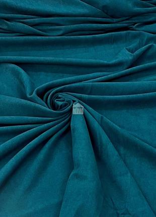 Двусторонний лен для штор california v 24 однотонная шторная ткань, сине-зеленый цвет1 фото