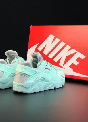 Женские кроссовки nike huarache замшевые мятные4 фото