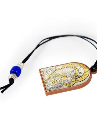 Авто икона николая чудотворца серебряная на штурочку (двухсторонняя) 3,6х2,6см