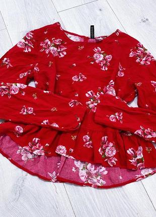 Цветочная блузка с баской h&m1 фото