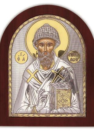 Ікона "святий спиридон" 15,6х19 см зі срібного окладу (греція)