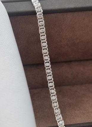 Серебряный браслет с плетением арабский бисмарк 17.5 см, легкий8 фото
