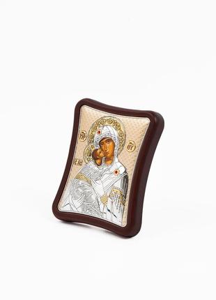 Владимирская икона божией матери 8,5x10см на деревяном вытянутом киоте с позолотой2 фото