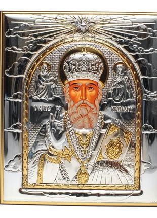Ікона микола чудотворець 8х9,3 см прямокутної форми на дереві без рамки