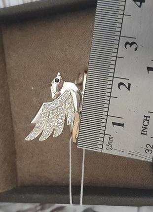 Срібна каблучка жар-птиця з золотом та фіанітами9 фото