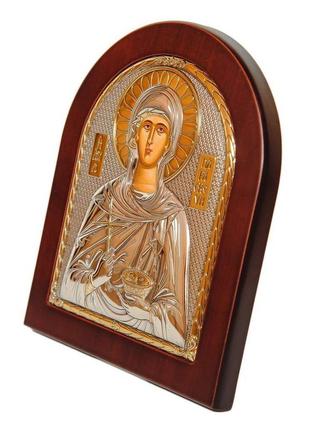 Срібна ікона свята параскева 15,6х19 см (греція)2 фото