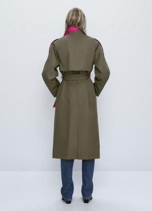 Тренч двобортний плащ з контрасними елементами massimo dutti оригінал
