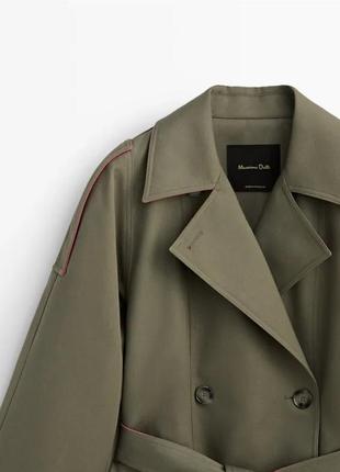 Тренч двобортний плащ з контрасними елементами massimo dutti оригінал