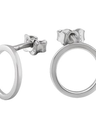 Серьги вкрутки серебряные круглые гладкие без камней