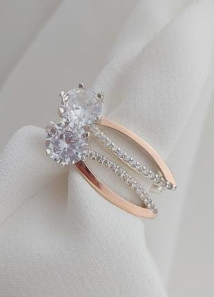 Серьги серебряные с золотыми пластинами и фианитами