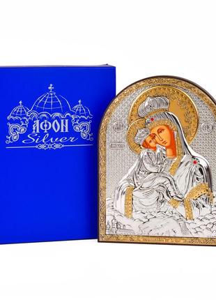 Почаевская икона божией матери 12х15,2см арочной формы без рамки на дереве