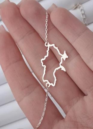 Браслет серебряный с контуром украины