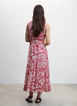 Длинное платье в цветочек с цветочным принтом розовое голубое с белыми цветами mango6 фото