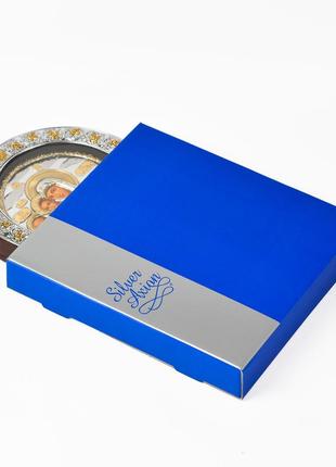 Ікона трих радостей 16,5х21,5 см під склом аркової форми в шкірі3 фото