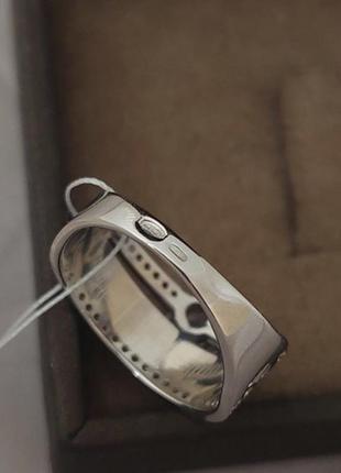Двойное кольцо из серебра с орнаментом и крупным фианитом8 фото