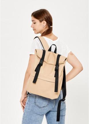 Женский городской рюкзак роллтоп sambag rolltop milton из экокожи, бежевый