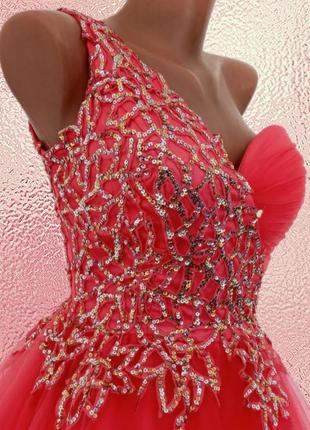 Ошеломляющее коралловое вечернее платье от sherri hill.  размер  s.8 фото