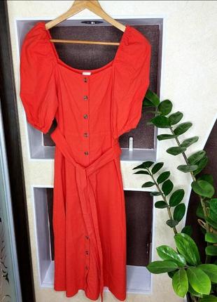 Сукня помаранчевого кольору з рукавом ліхтариком, на розмір хс