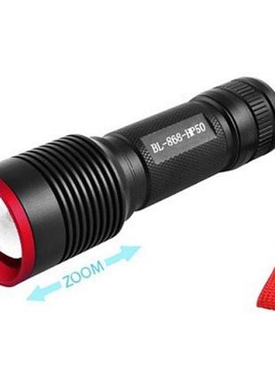 Ручний ліхтарик x-balog bl-868 акумуляторний cree xhp50 zoom 5 режимів чорний