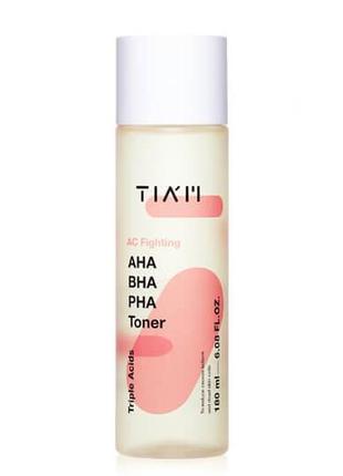 Очищуючий кислотний тонер для проблемної шкіри tiam ac fighting aha bha pha toner