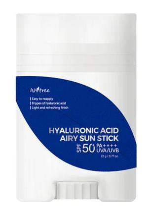 Солнцезащитный стик isntree hyaluronic acid airy sun stick spf50+ pa++++ 22g