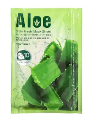 Набір зволожуючих масок tony moly, daily fresh beauty mask sheet, aloe, 10 sheets